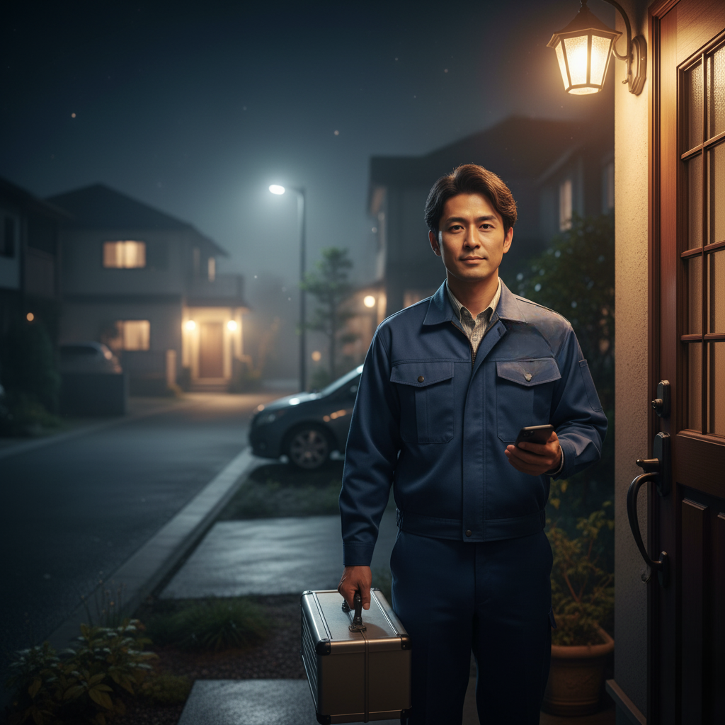 世田谷区のトイレつまり修理を即日解決|料金相場と業者選びの5つのポイント 3 深夜の緊急出動の様子